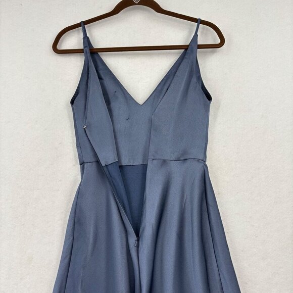 Jenny Yoo Slip Dress Womens Size 2 Blue Spaghetti Straps Back Zip Padded Cups - Picture 5 of 10